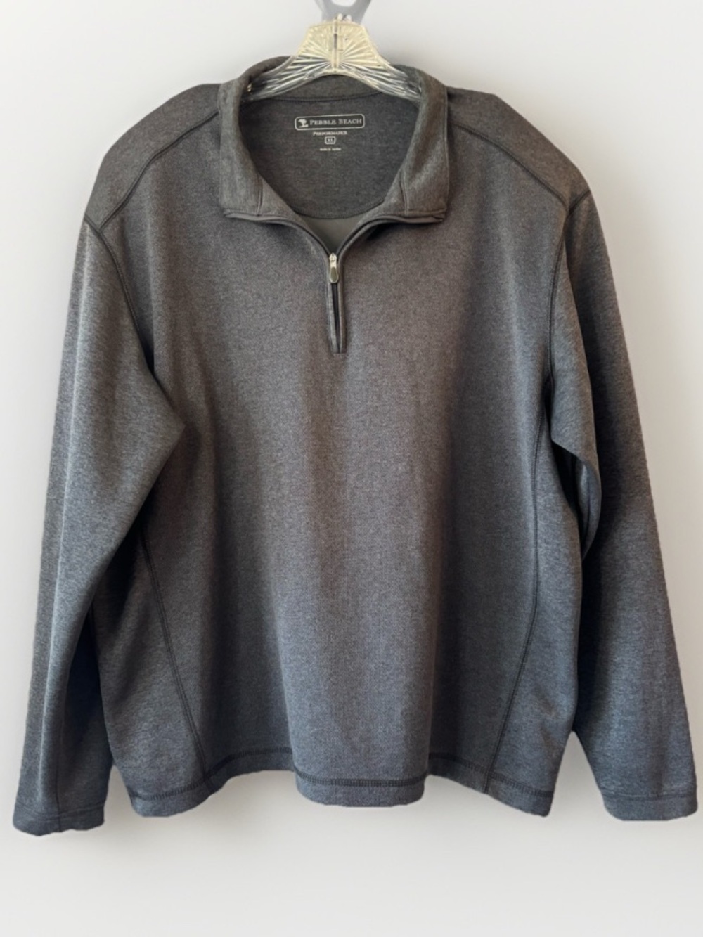 Pebble Beach Performance Men's 1/4 Zip Pullover XL Charcoal Heathered Gray Golf